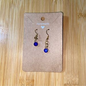 Handmade September Birthstone Dangle Gold Earrings – Sapphire